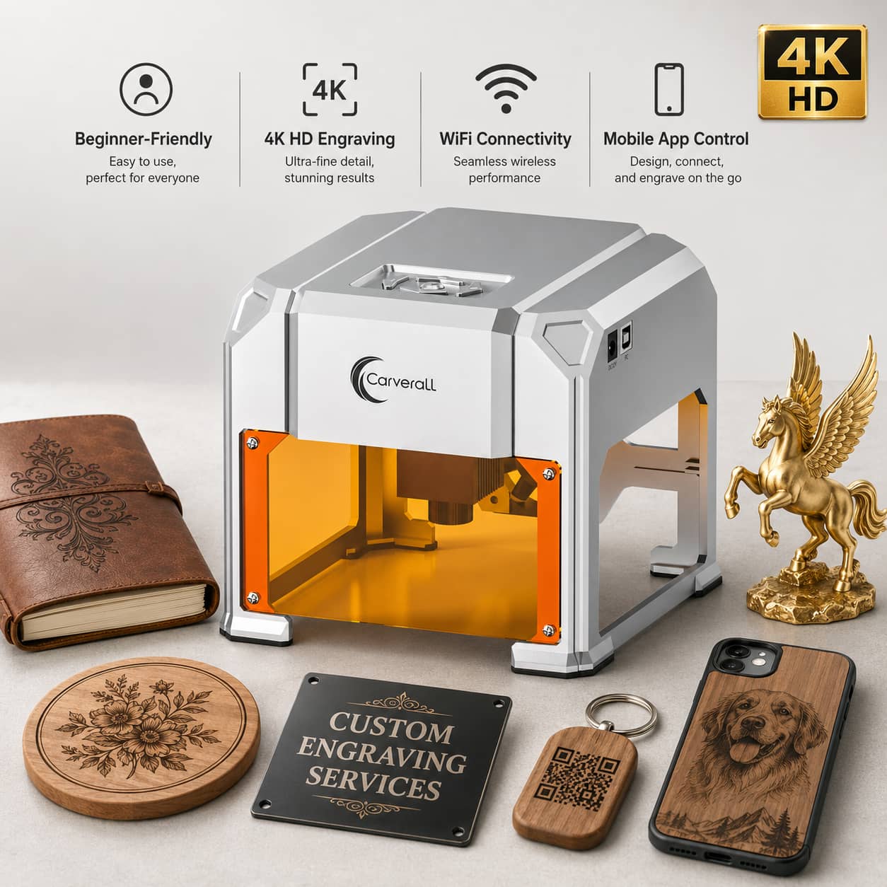 Woodworking Laser - Carverall Laser Engraver Machine, K4 3W,