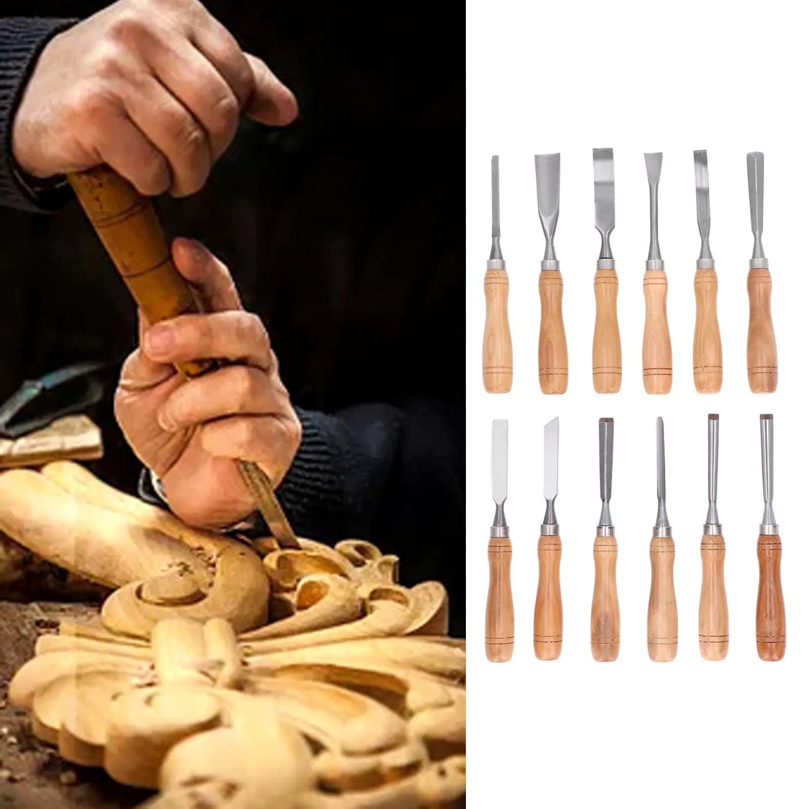 12Pcs/Set Wood Carving Tools,C - Wood Chisel Set ulasan dan harga