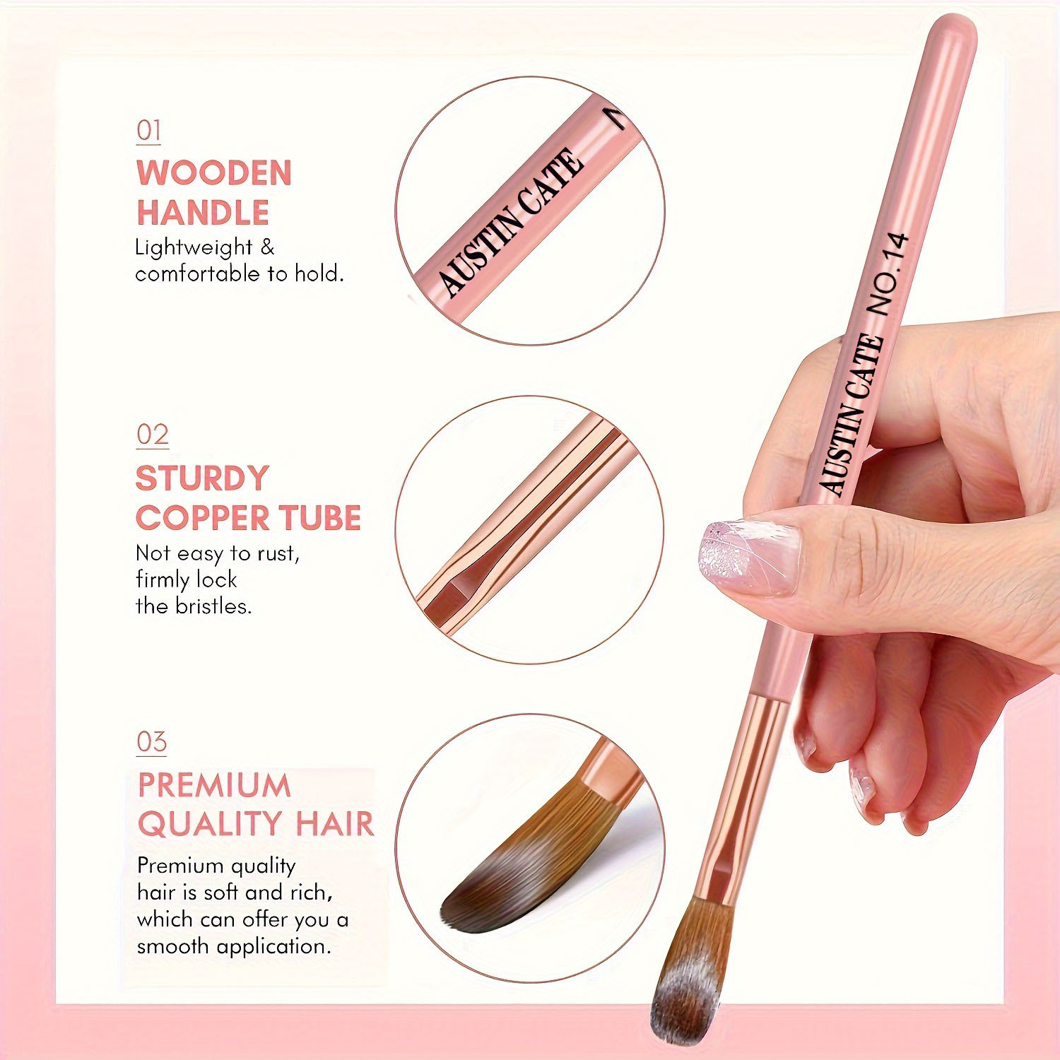 3pcs Kolinsky Acrylic Nail Bru - Wood Chisel Set ulasan dan harga