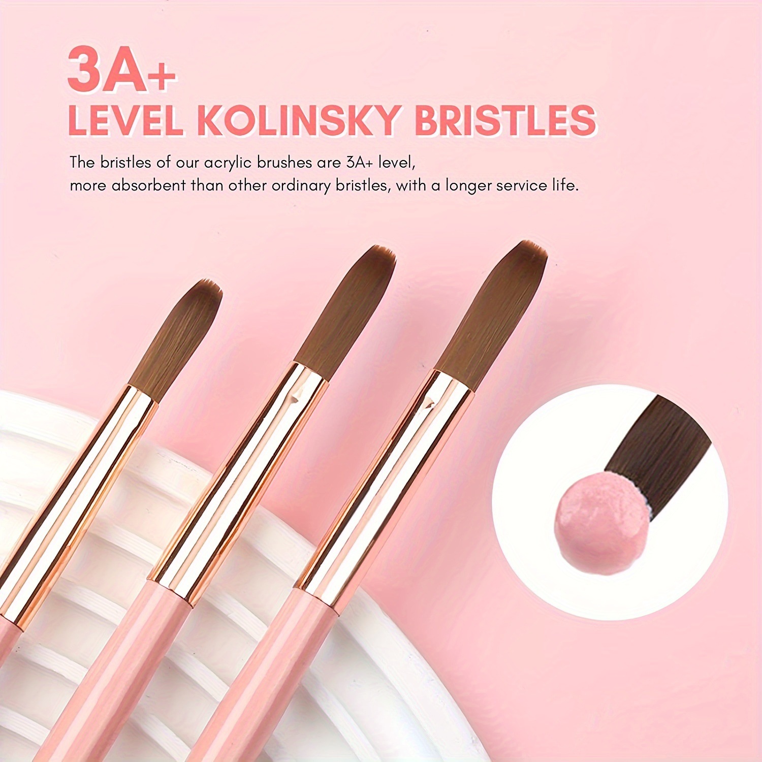 3pcs Kolinsky Acrylic Nail Bru - Wood Chisel Set ulasan dan harga