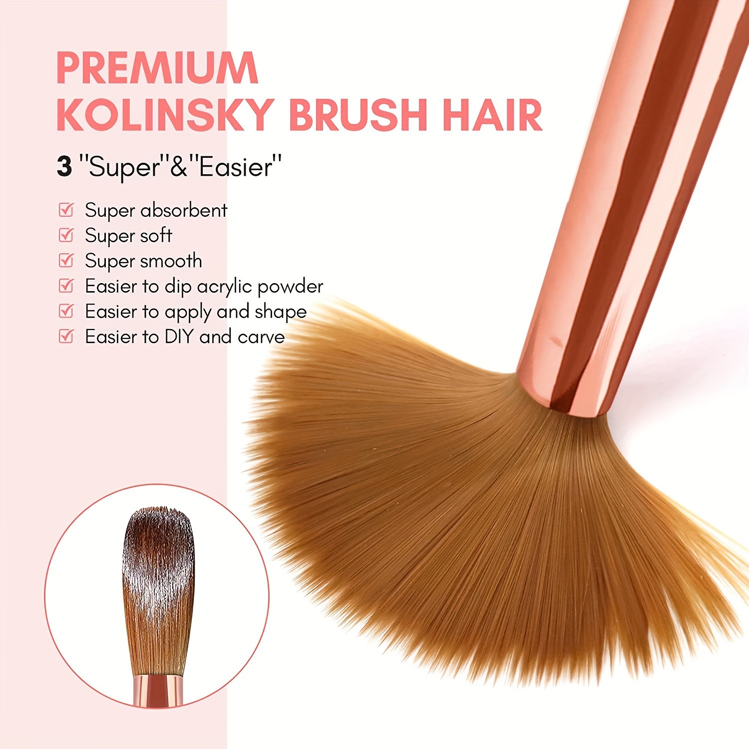 3pcs Kolinsky Acrylic Nail Bru - Wood Chisel Set ulasan dan harga