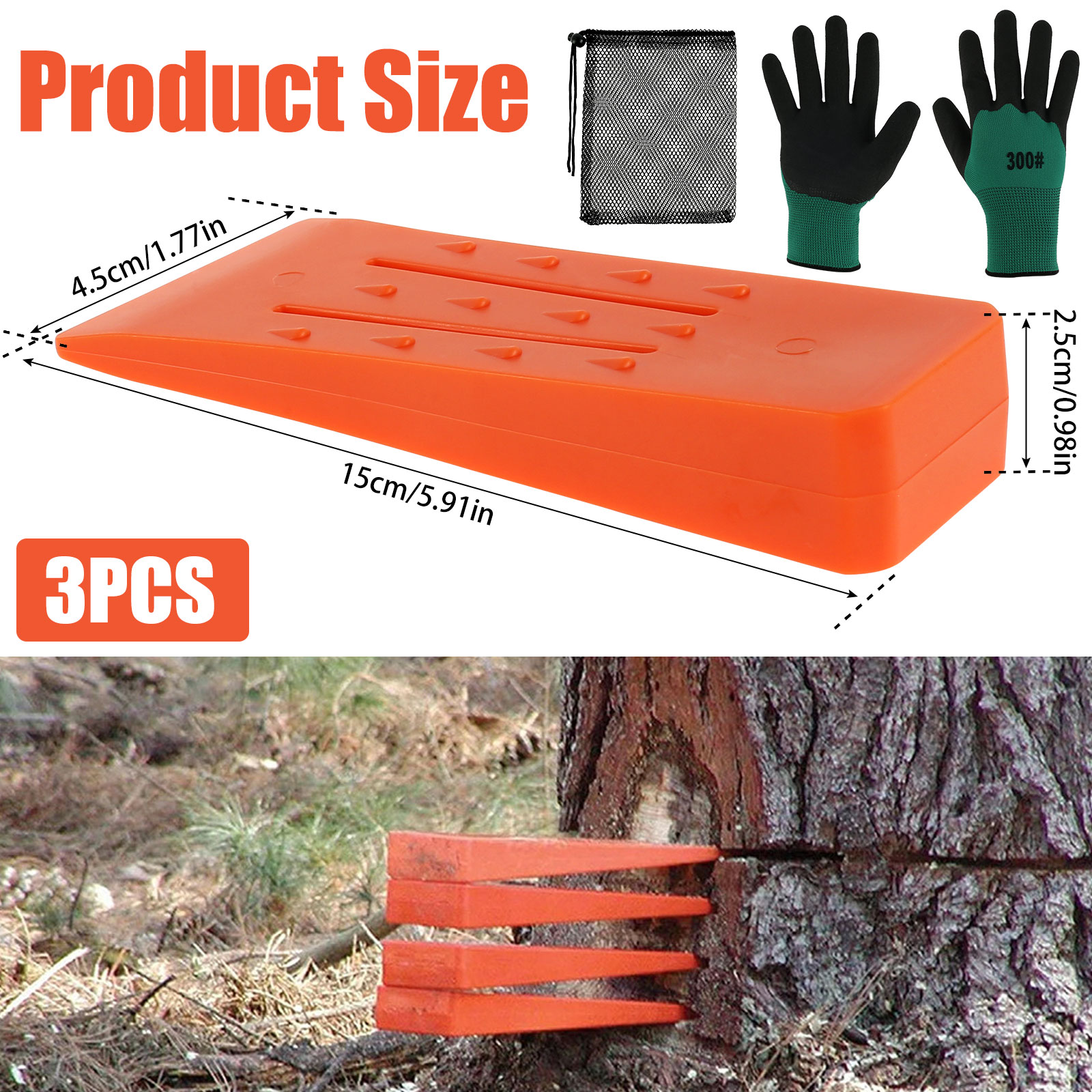 3Pcs Tree Cutting Wedges Durab - Woodworking Gloves ulasan dan harga