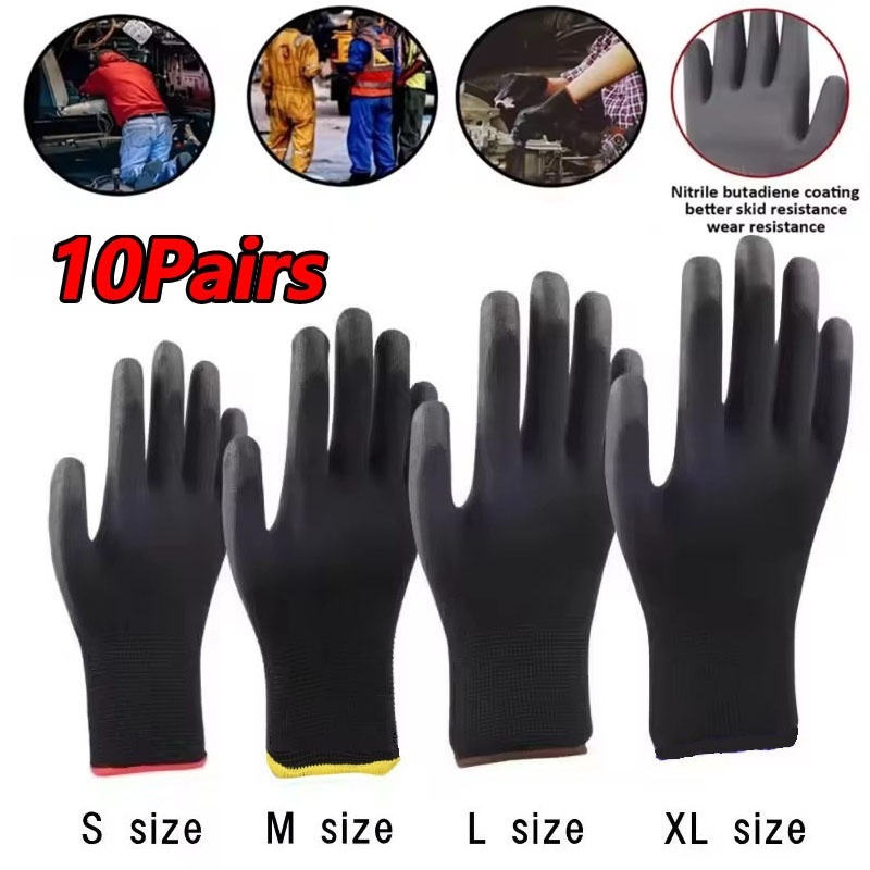 10pair Durable Nylon Work PU S - Woodworking Gloves ulasan dan harga